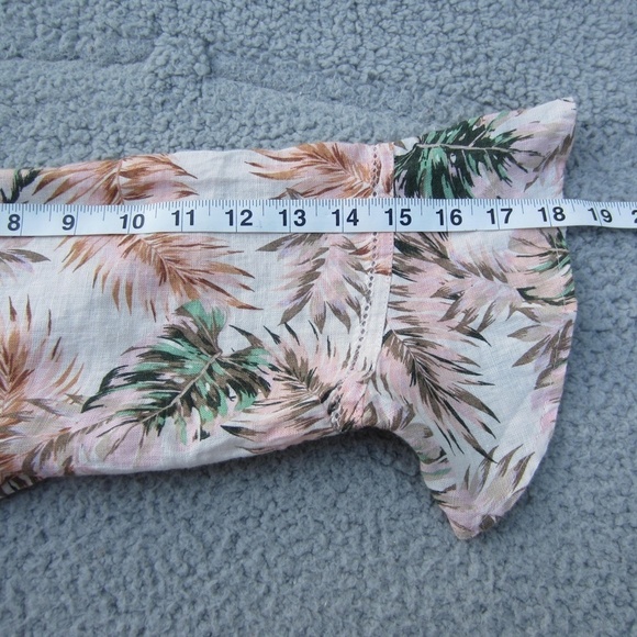J.Jill Love Linen Top Womens PM 100% linen‎ Tropical Floral Bell Sleeve V-Neck - Picture 12 of 14